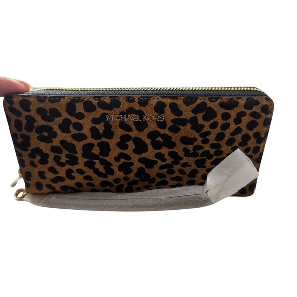 Michael Kors Jet Set Travel LG TRVL Continental Leather Wallet Leopard Print - Picture 2 of 10